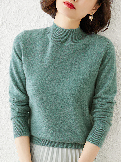 V Neck Yarn/Wool Yarn Casual Loose Sweater