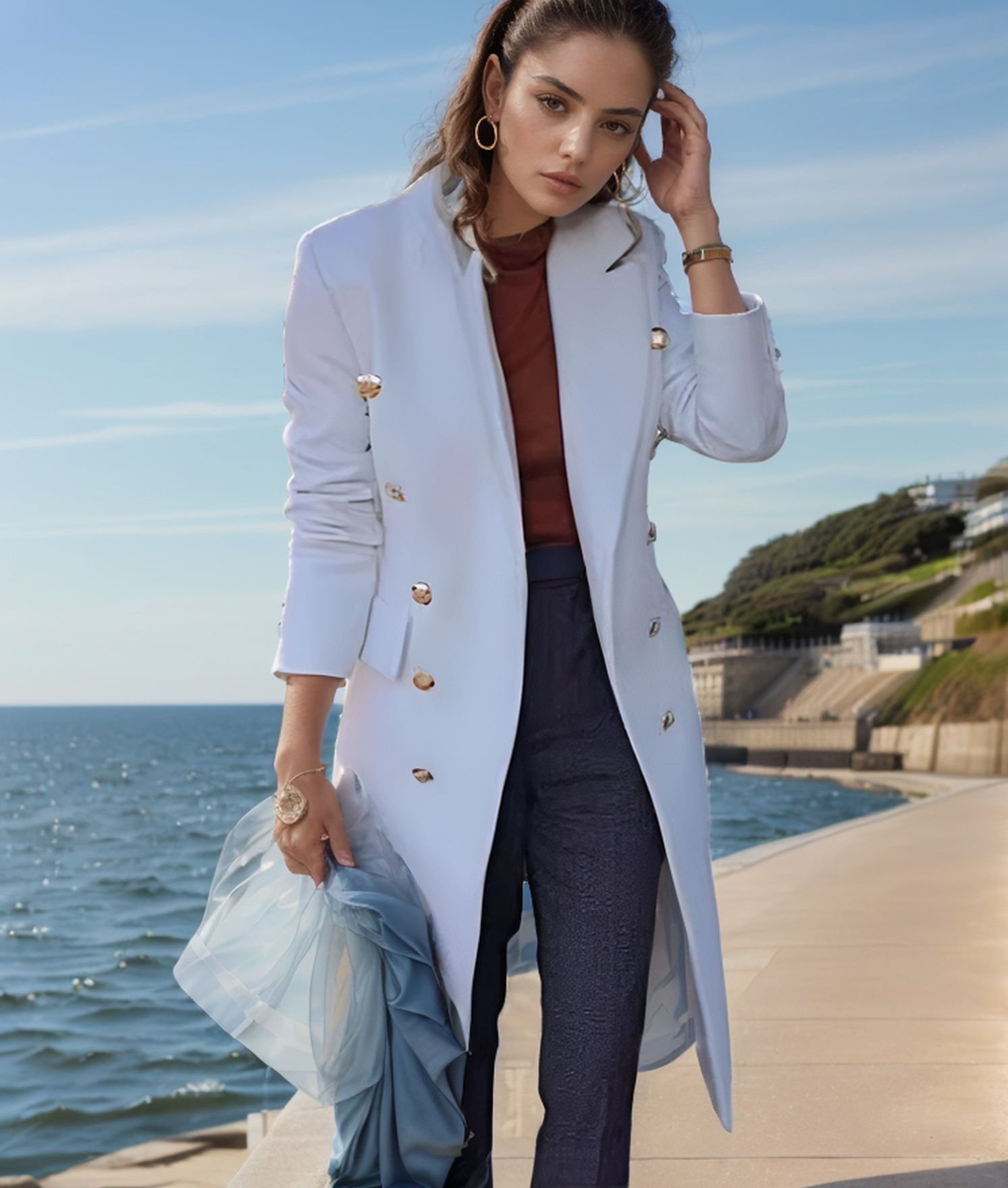 Plain Casual Loose Lapel Collar Coat