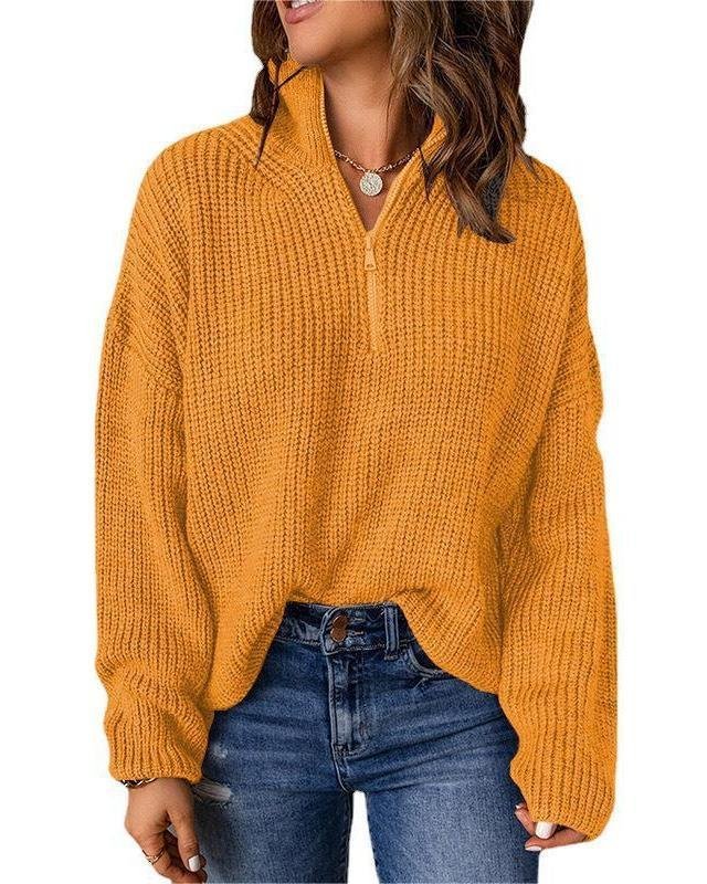 Casual Mock Neck Cotton Sweater