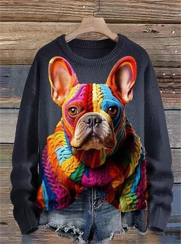 Animal Casual Crew Neck Sweater