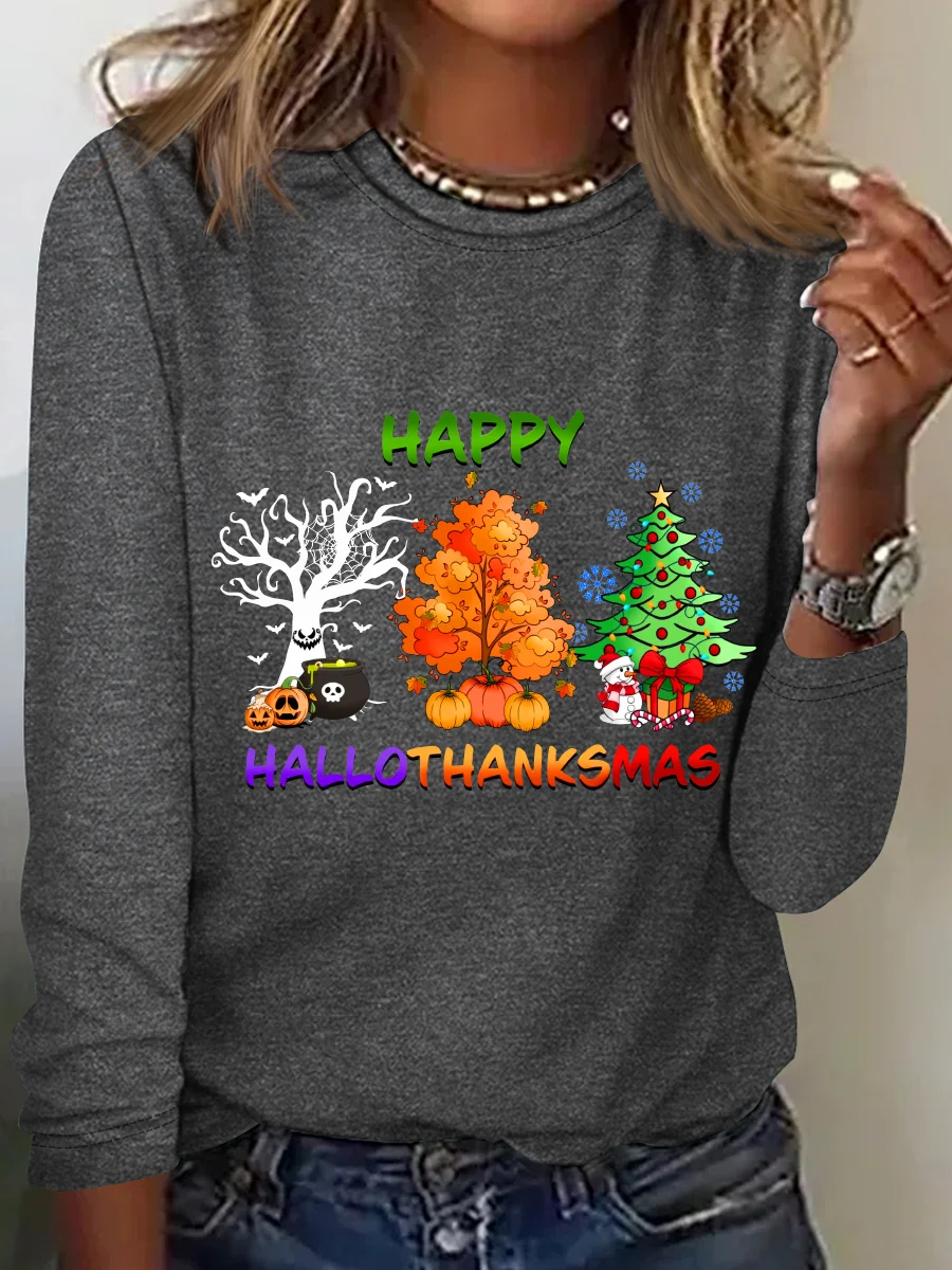 Hallothanksmas Casual Long Sleeve Shirt