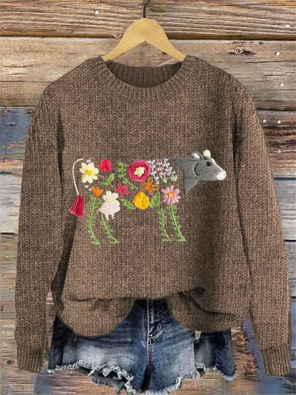 Cotton Loose Floral Casual Sweater