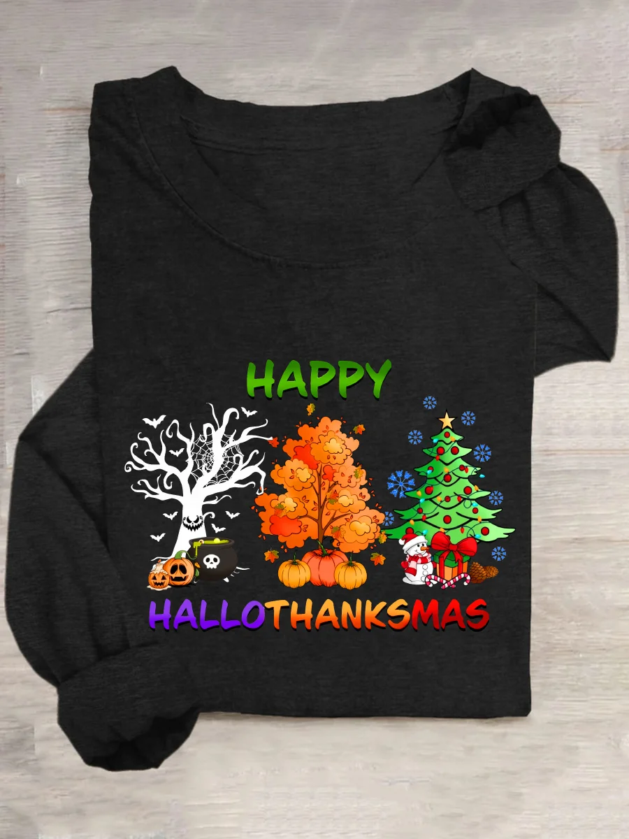 Hallothanksmas Casual Long Sleeve Shirt