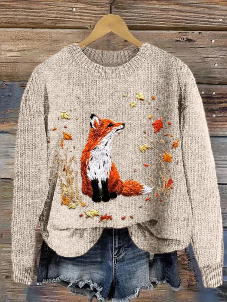 Animal Casual Crew Neck Sweater