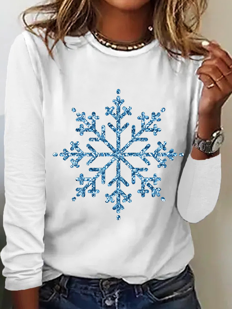 Winter Snowflake Casual Long Sleeve Shirt