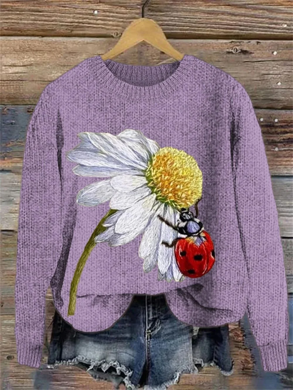 Cotton Loose Floral Casual Sweater