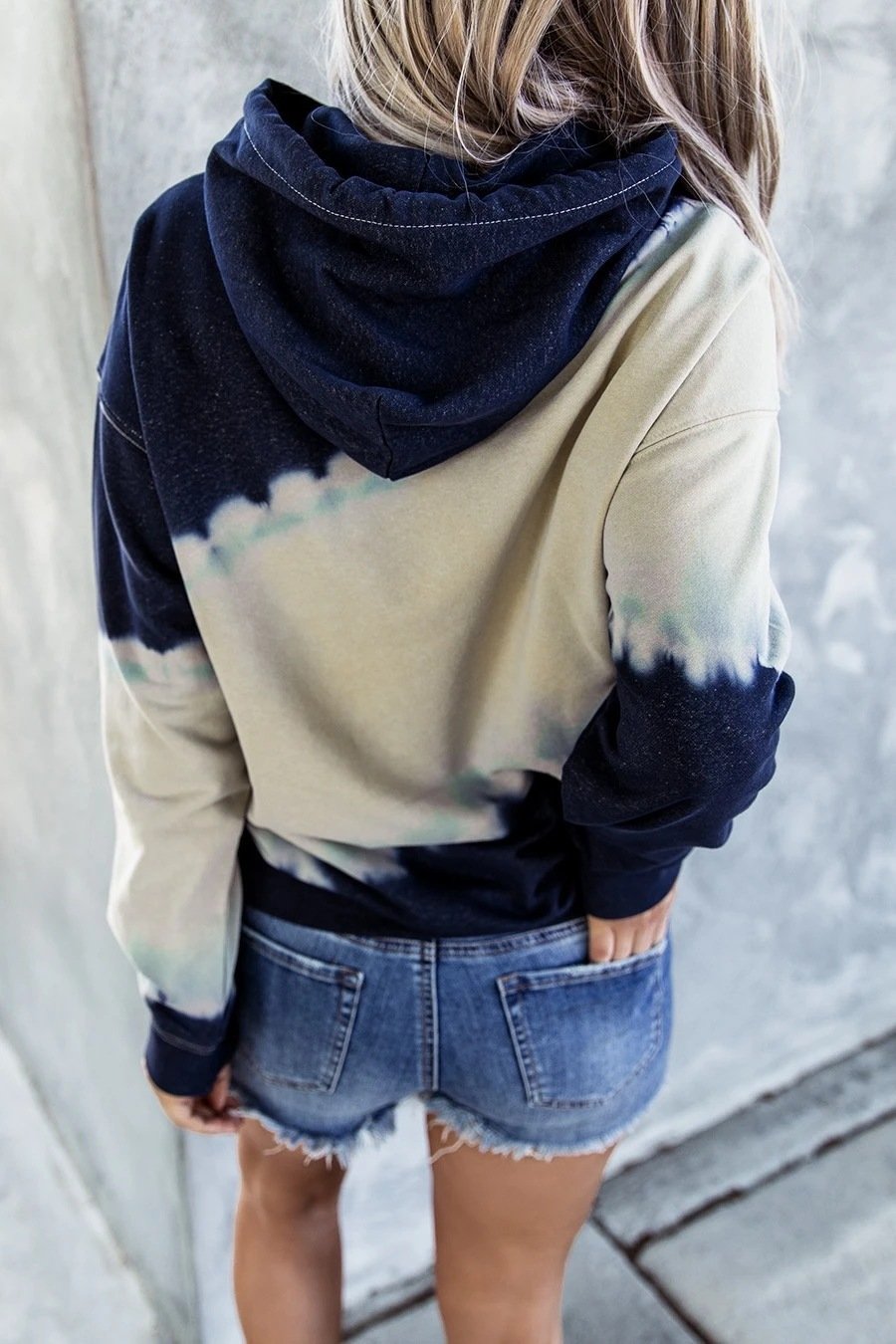 Color Block Loose Zipper Casual Sweatshirt