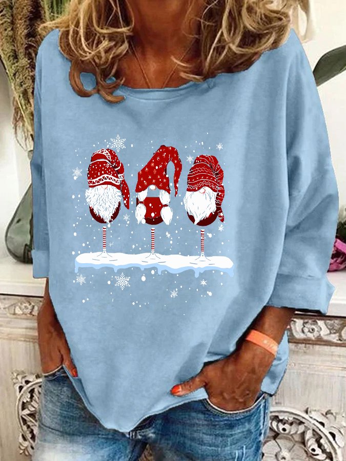 Wine Glasses Gnomies Christmas Casual Sweatshirt