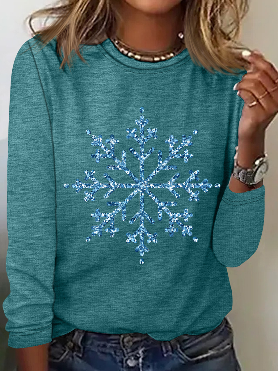 Winter Snowflake Casual Long Sleeve Shirt