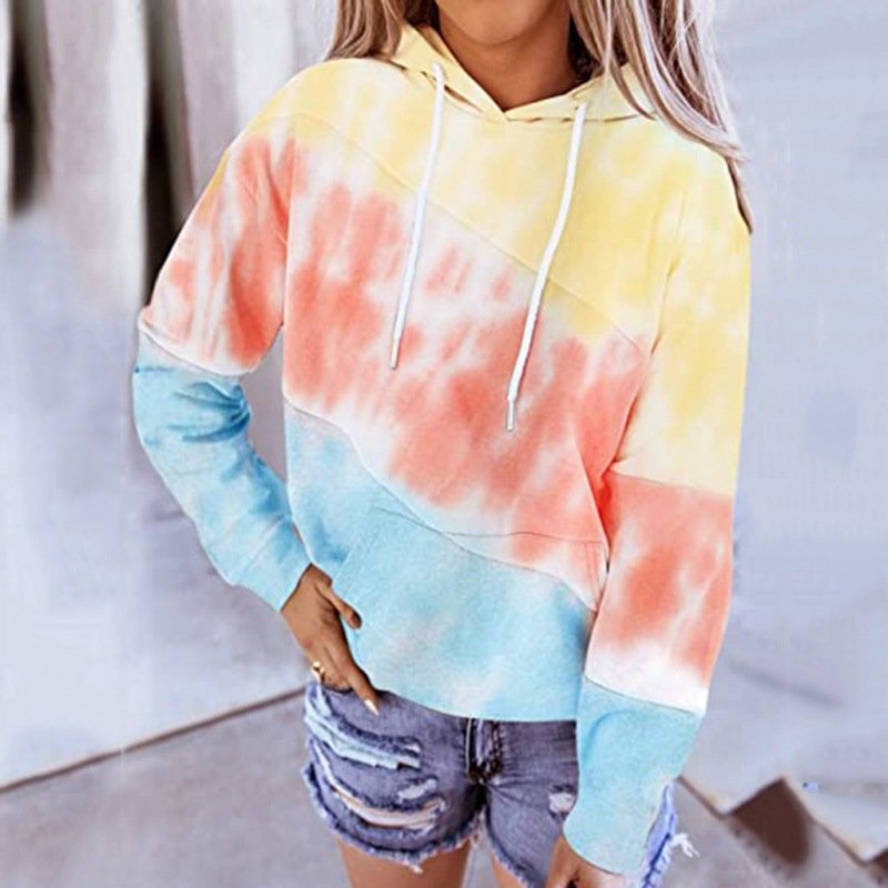 Color Block Loose Zipper Casual Sweatshirt