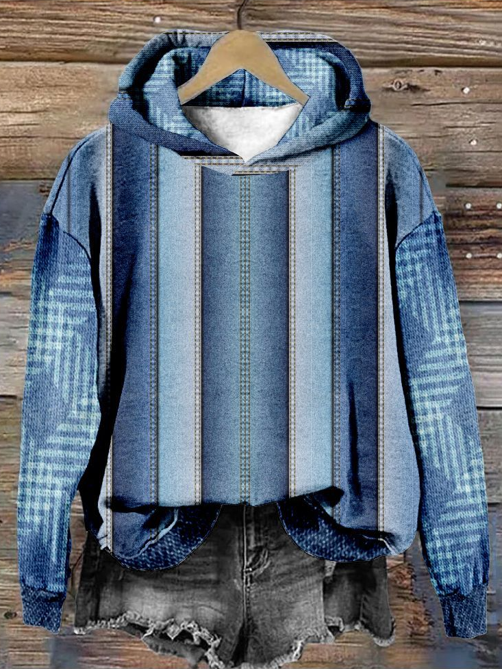 Casual Loose Striped Hoodie