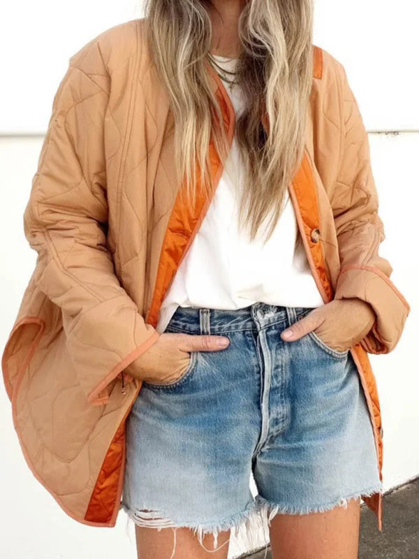 Crew Neck Plain Casual Loose Jacket