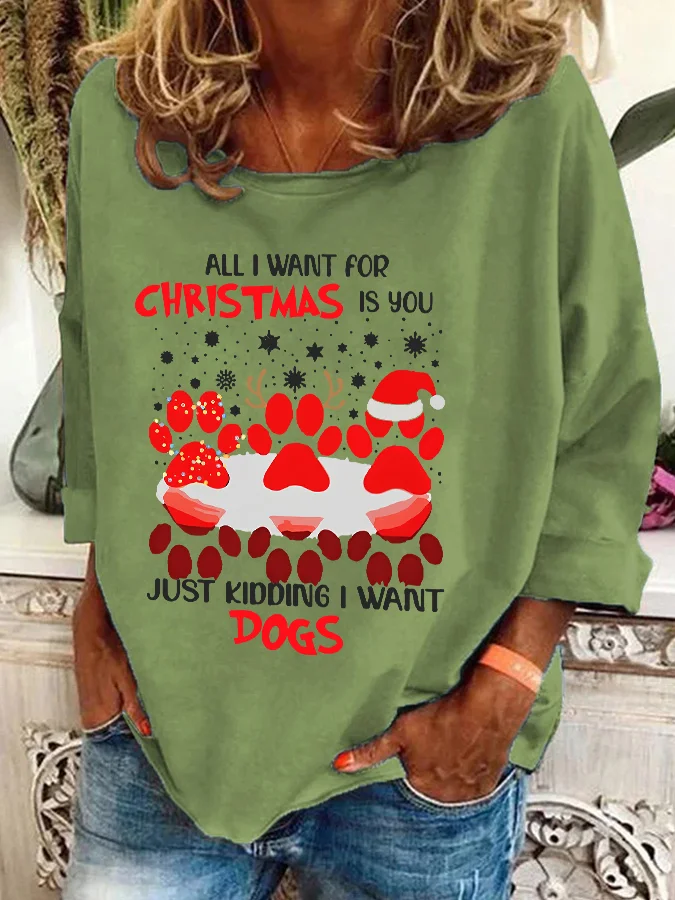 Paw Dog water reflection all I want for Christmas Casual Sweatshirt