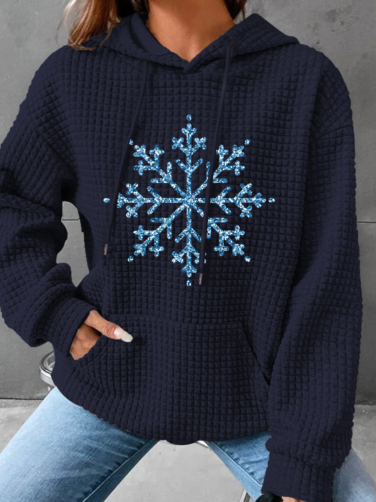 Winter Snowflake Simple Loose Hoodie