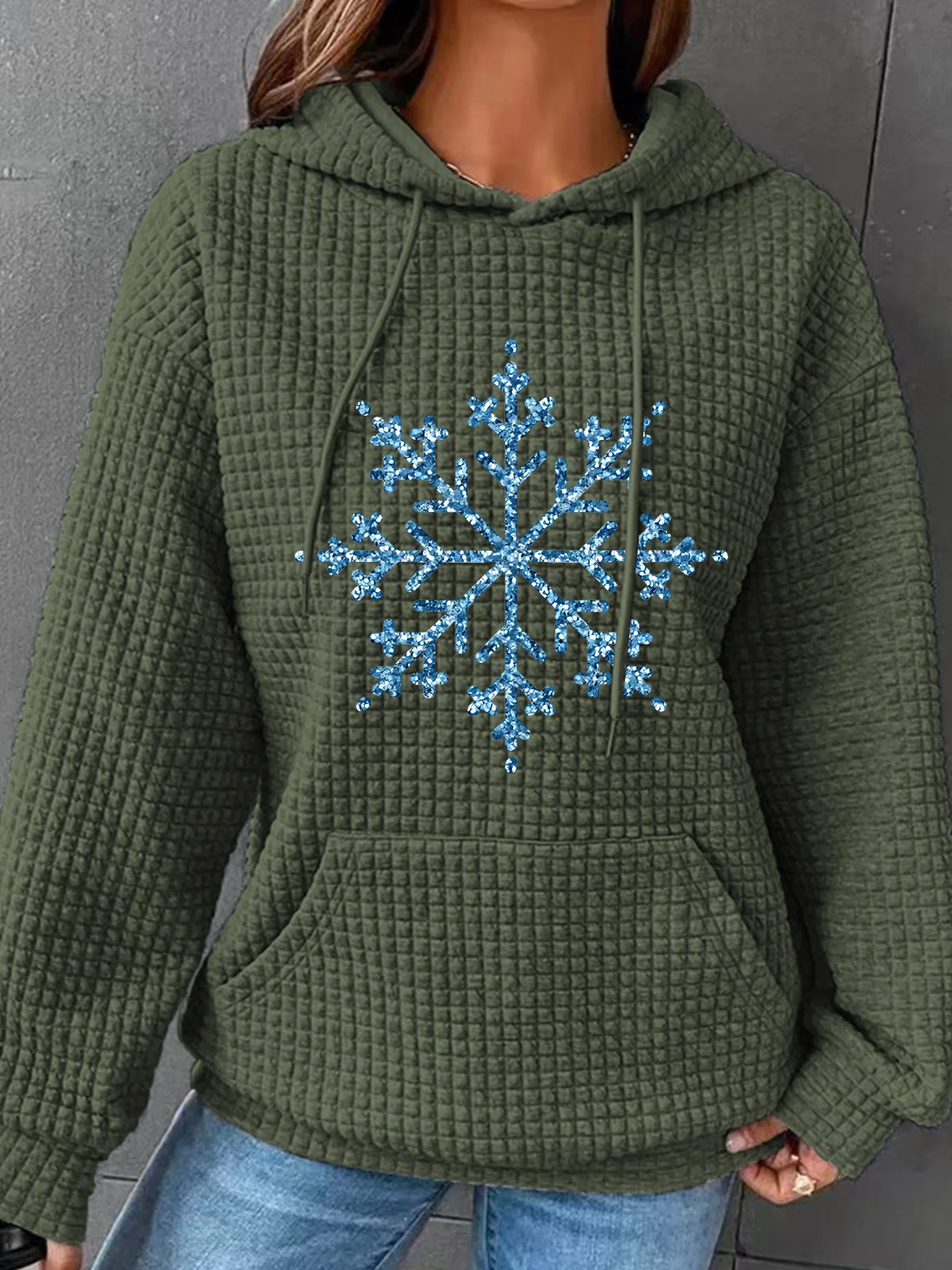 Winter Snowflake Simple Loose Hoodie