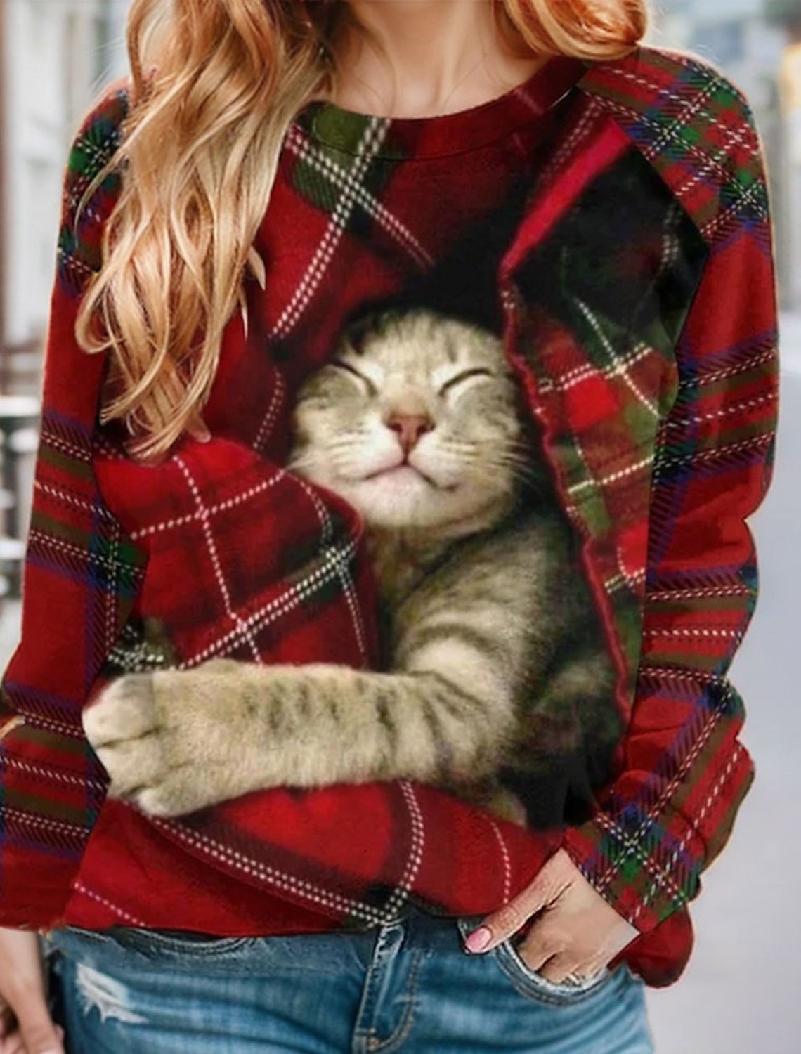 Christmas Cute Cat Casual Sweatshirt