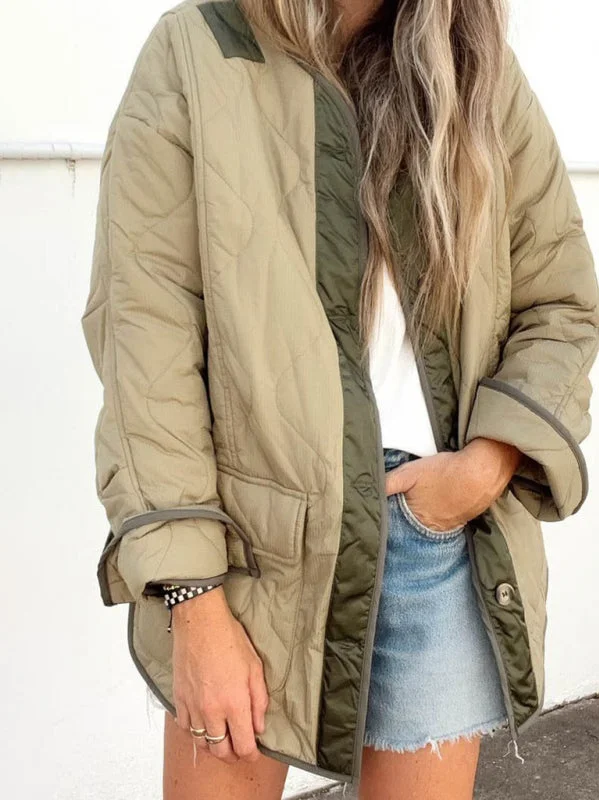 Crew Neck Plain Casual Loose Jacket