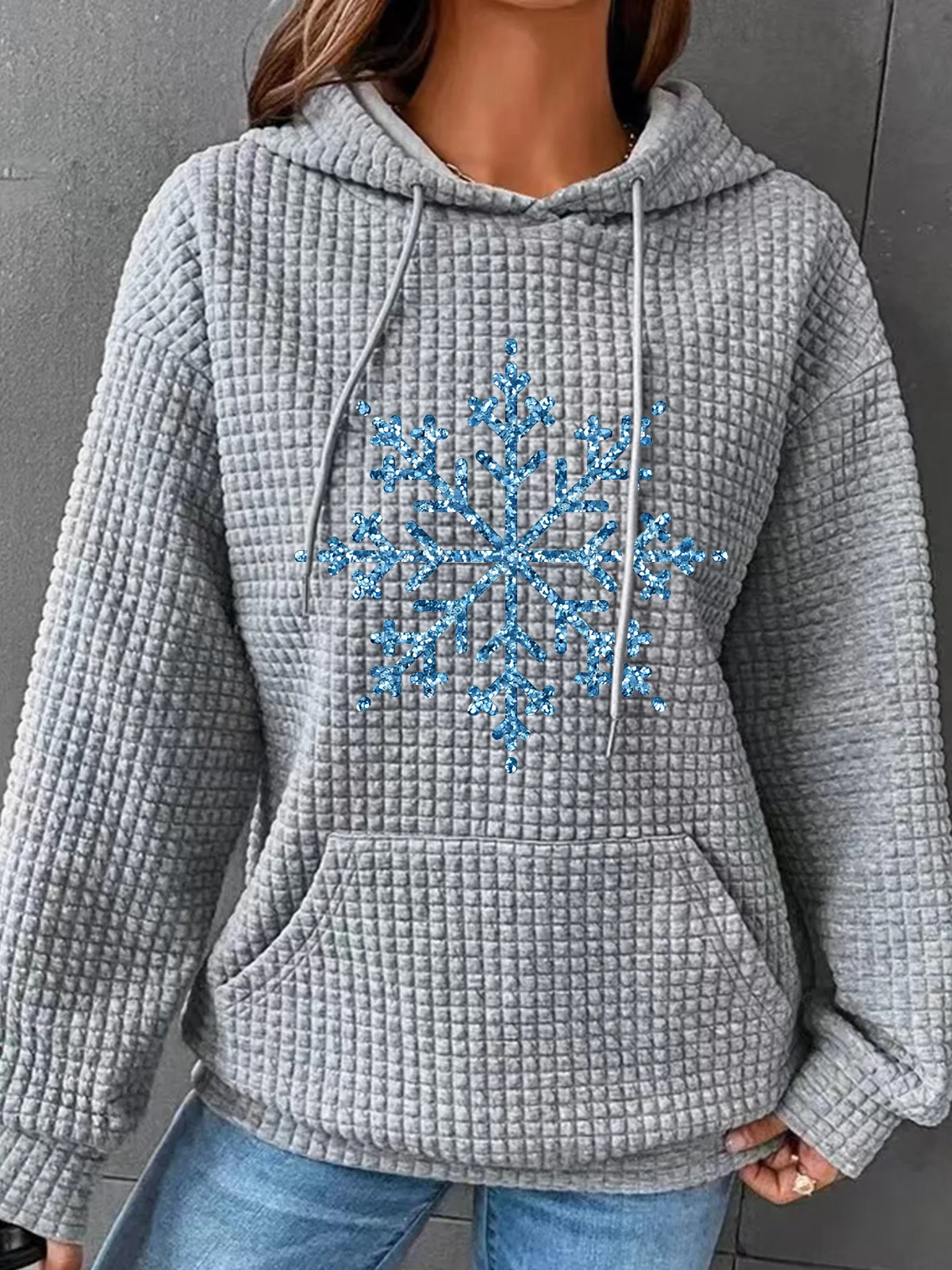 Winter Snowflake Simple Loose Hoodie