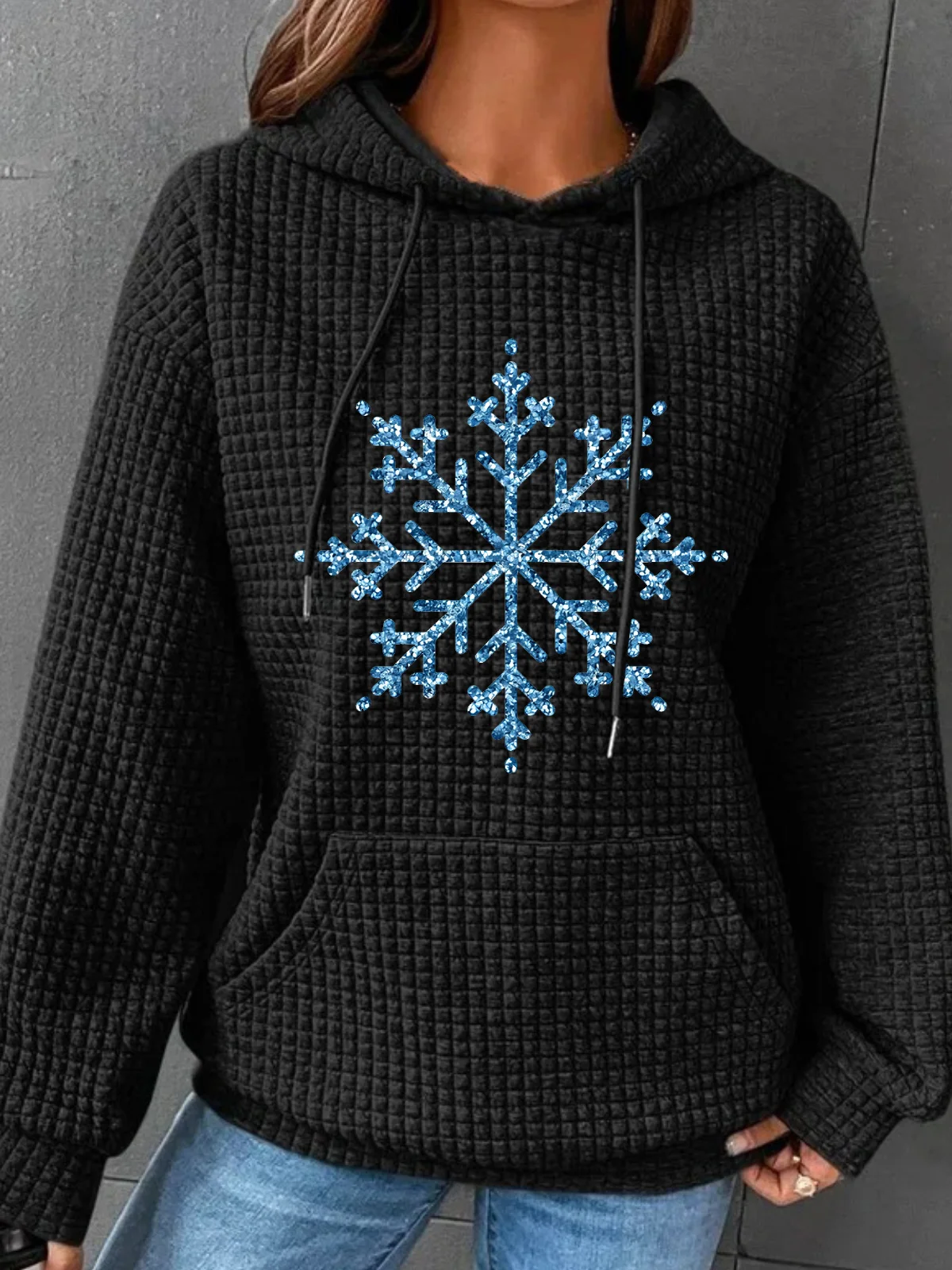 Winter Snowflake Simple Loose Hoodie