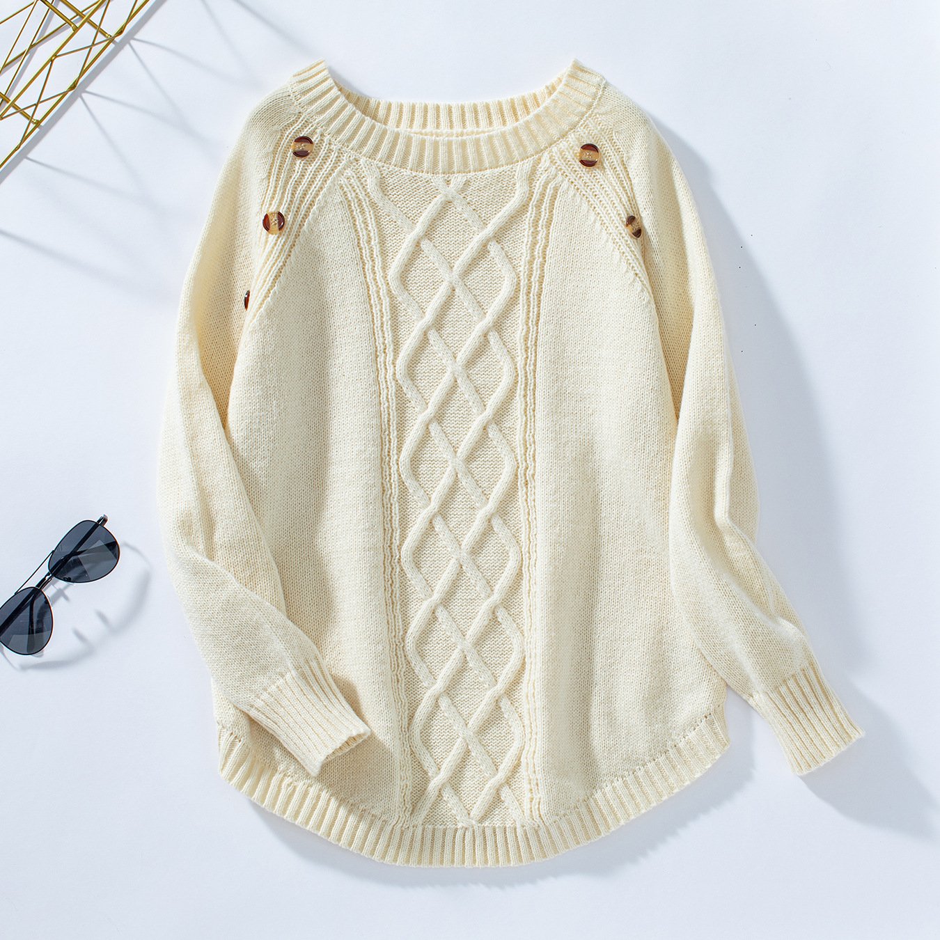 Wool/Knitting Plain Casual Sweater