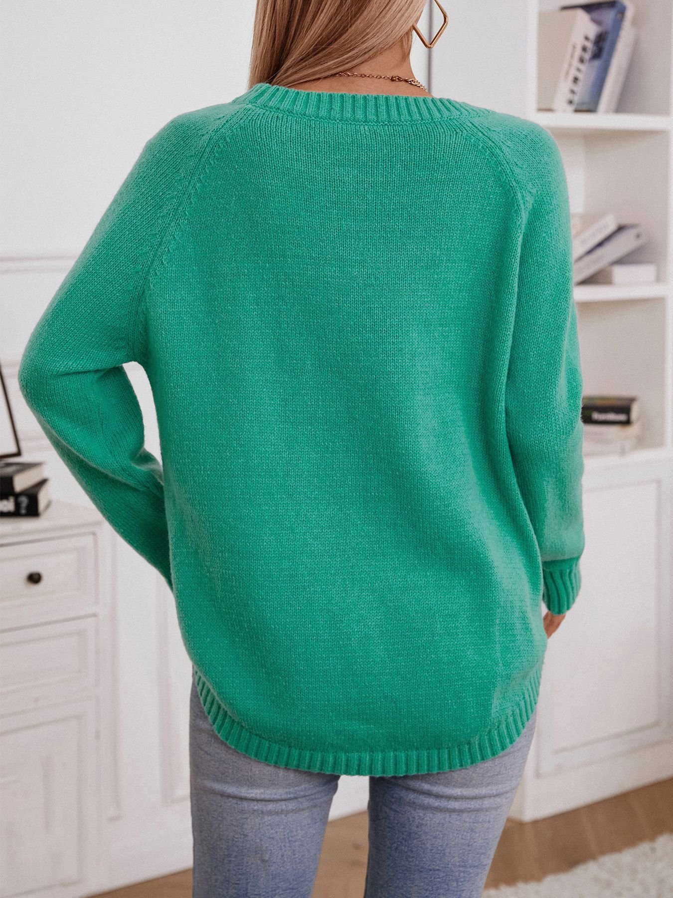 Wool/Knitting Plain Casual Sweater