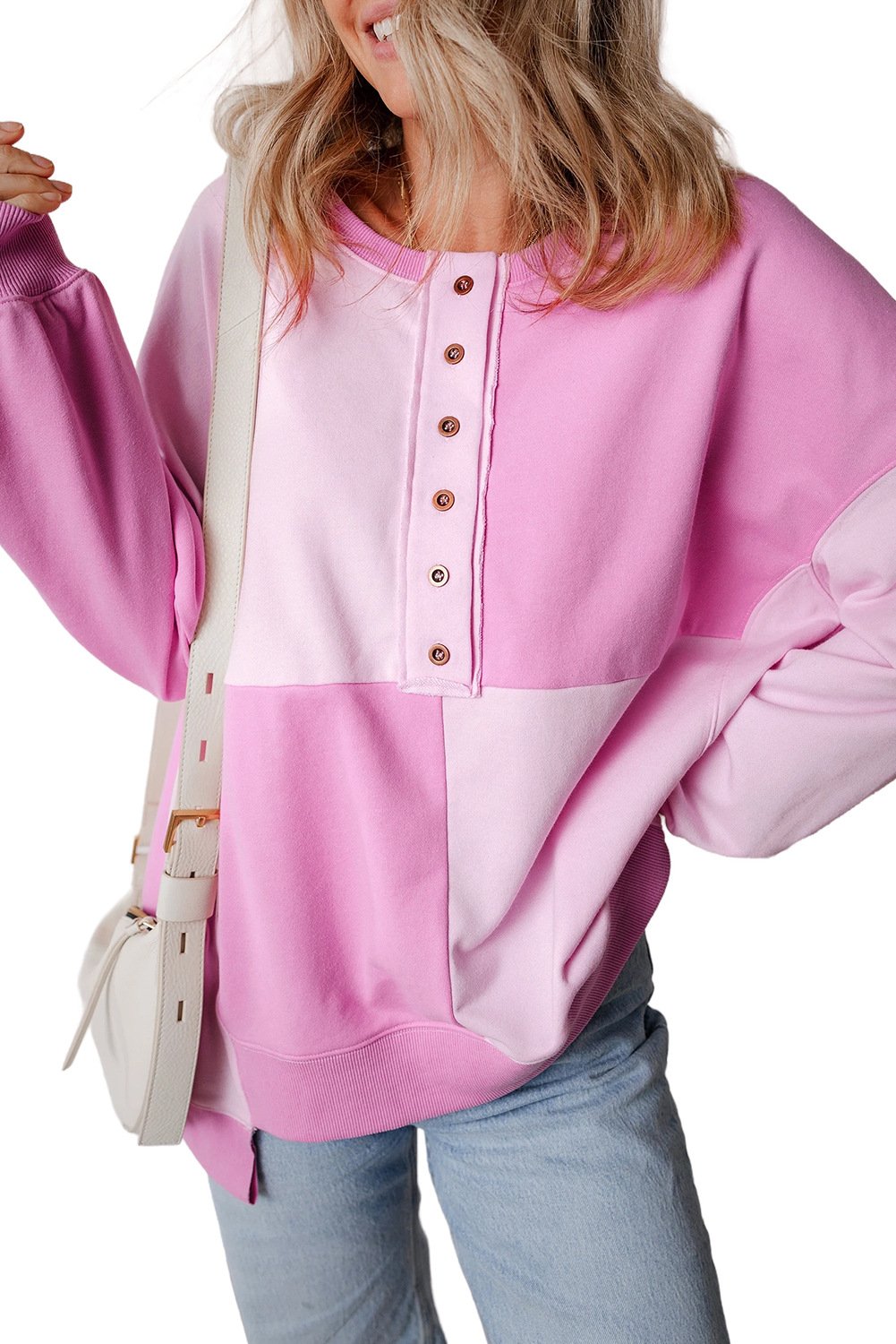 Loose Color Block Casual Crew Neck Sweatshirt