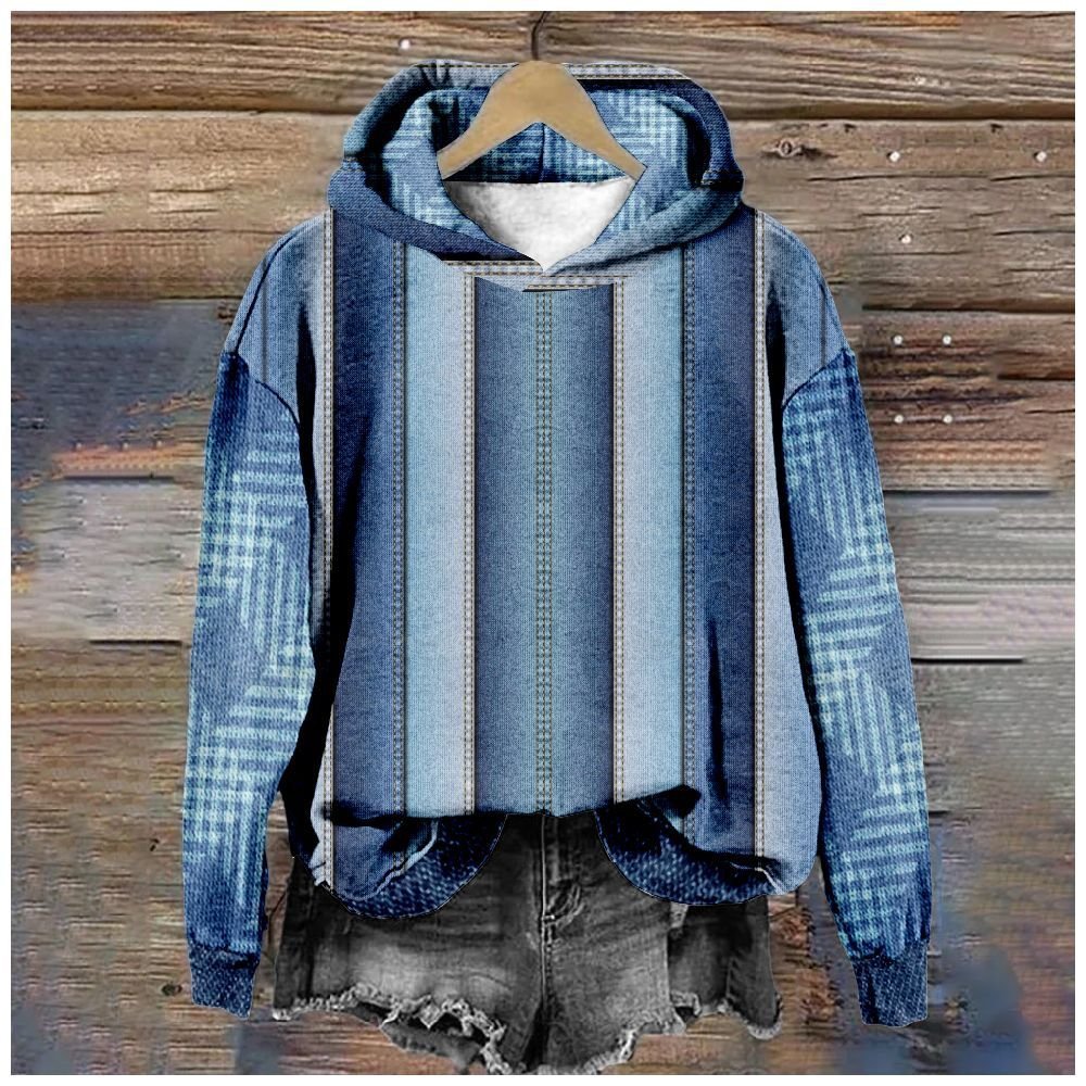 Casual Loose Striped Hoodie