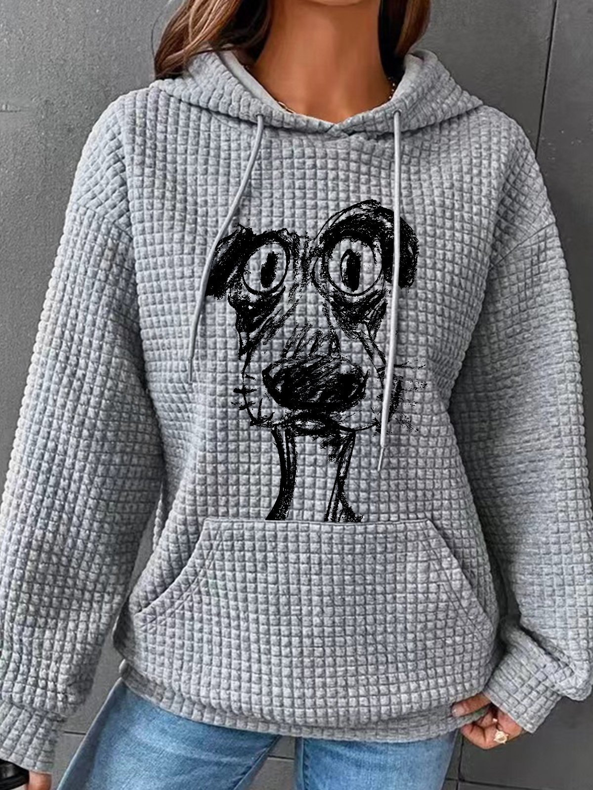 Cute Puppy Retro Simple Loose Hoodie