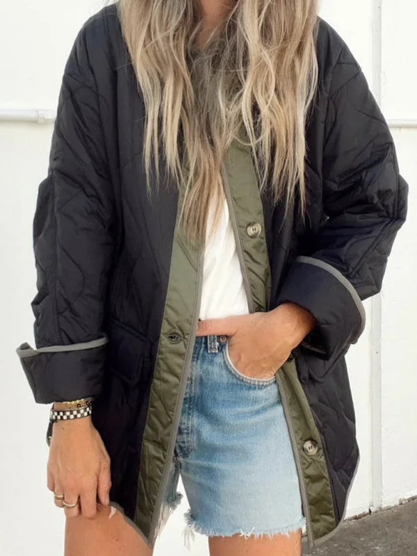 Crew Neck Plain Casual Loose Jacket