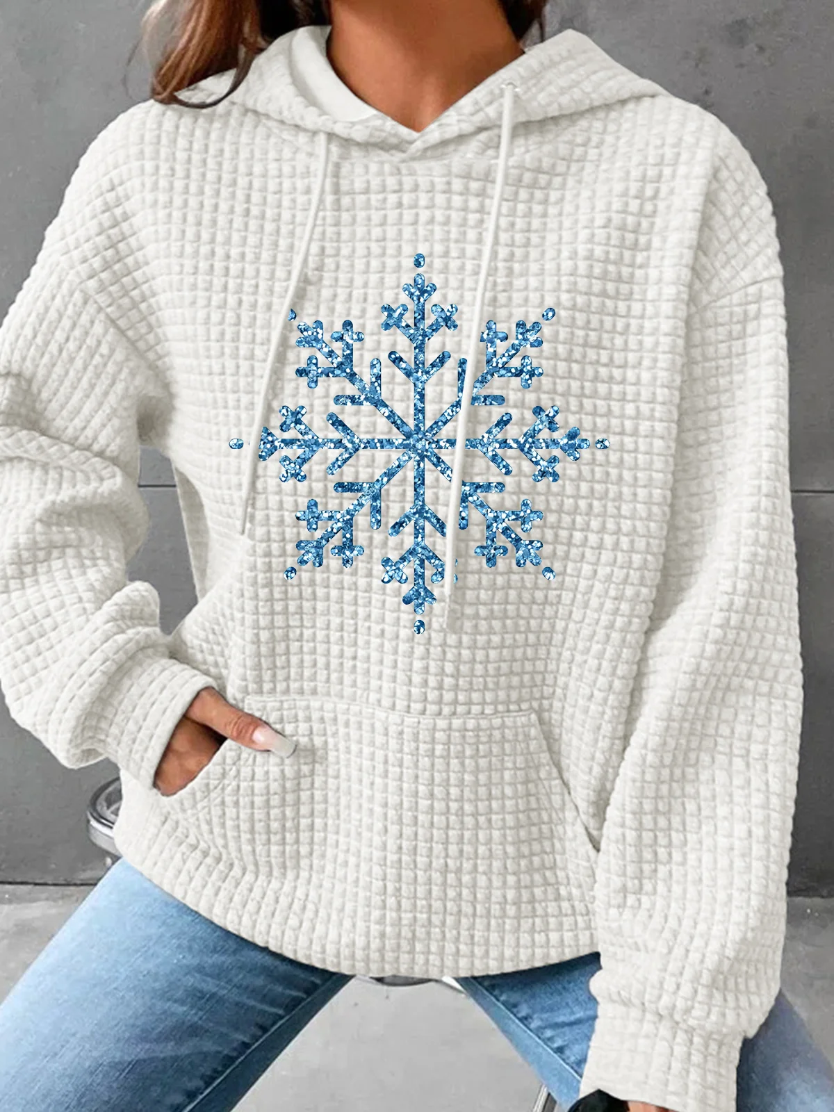 Winter Snowflake Simple Loose Hoodie