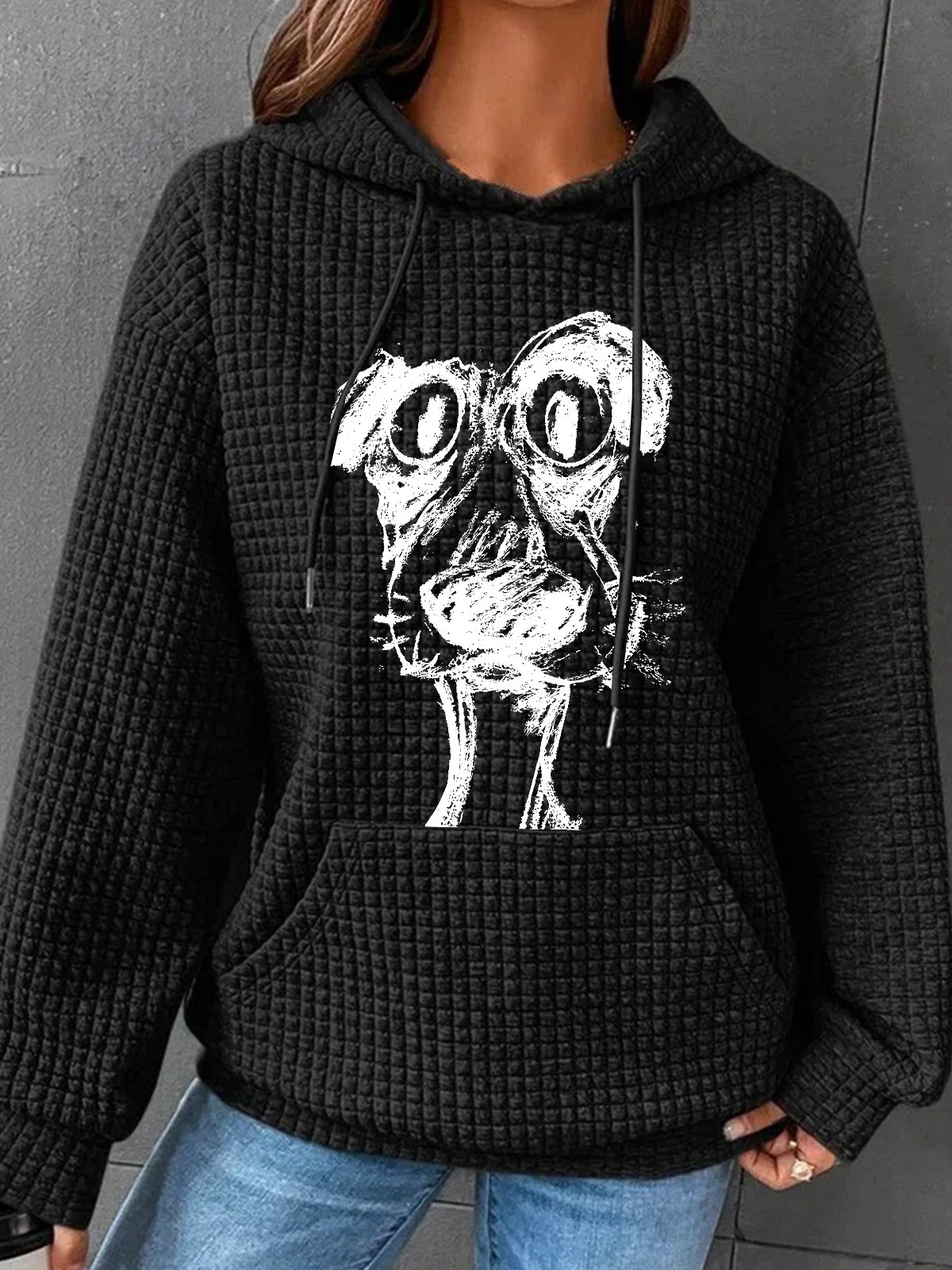 Cute Puppy Retro Simple Loose Hoodie