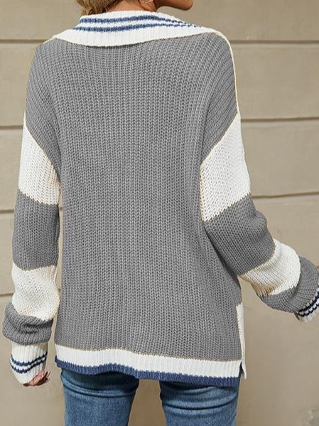 V Neck Casual Loose Acrylic Sweater