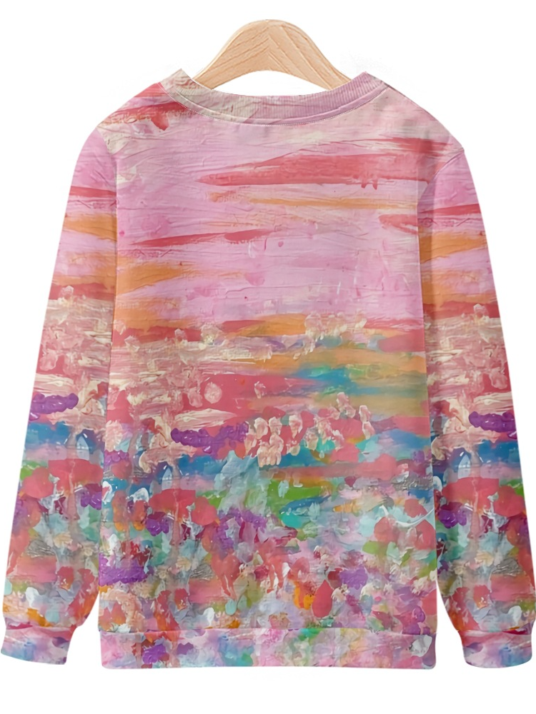 Women's Breast Cancer Awareness Print Long Sleeve Sweatshirt