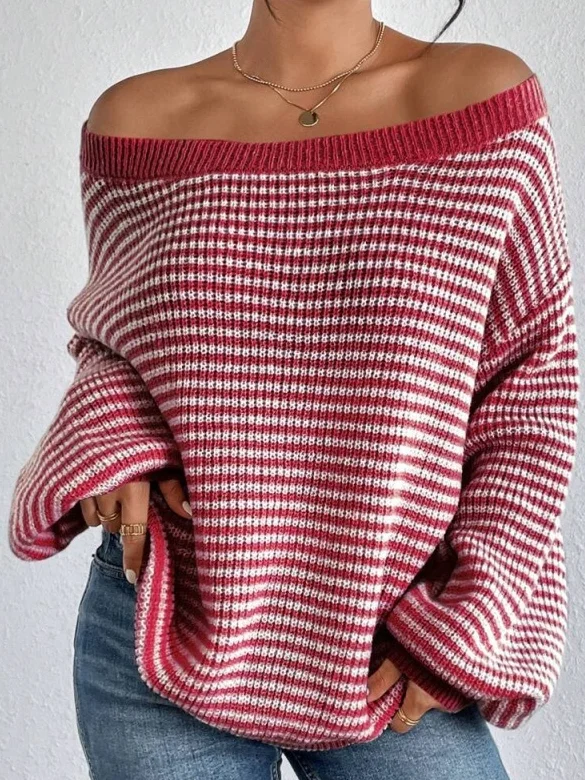 Loose Casual Cotton Striped Sweater