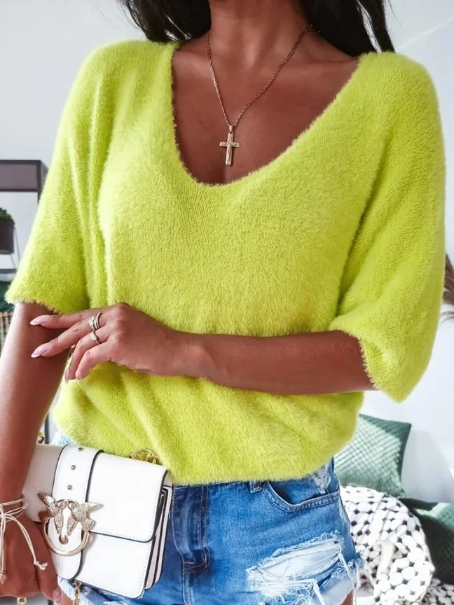 Loose Angora-Blend Sexy Sweater