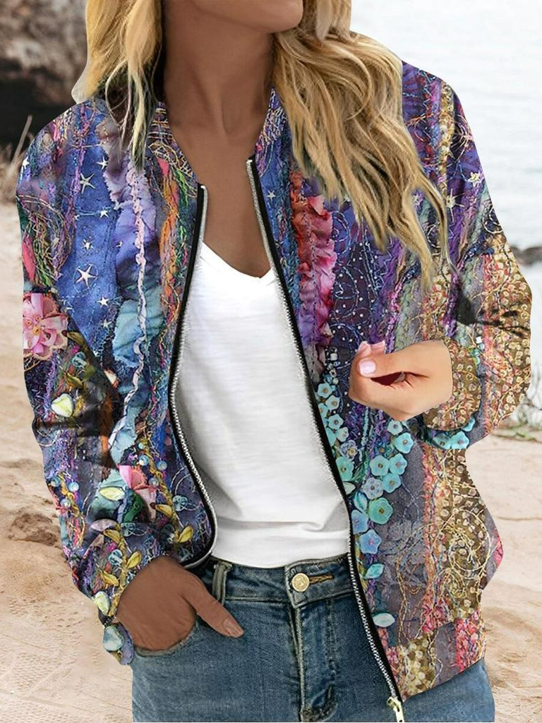 Wrap Floral Casual Jacket