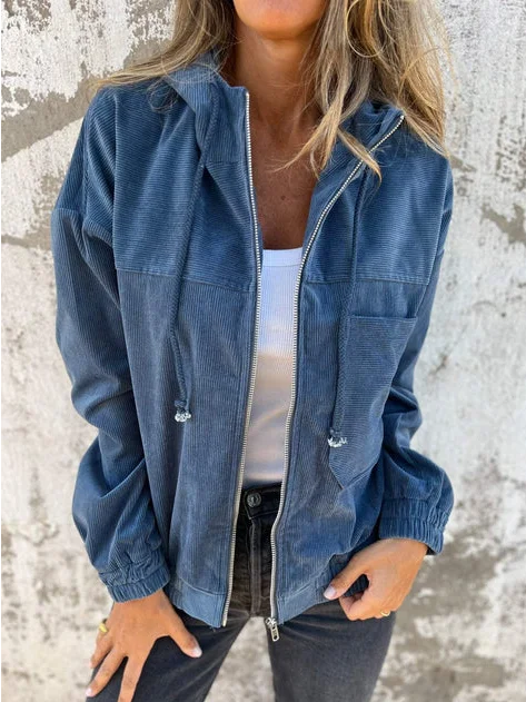 Plain Buckle Casual Hoodie Jacket