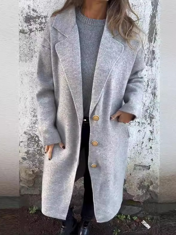 Casual Lapel Collar Loose Coat With No