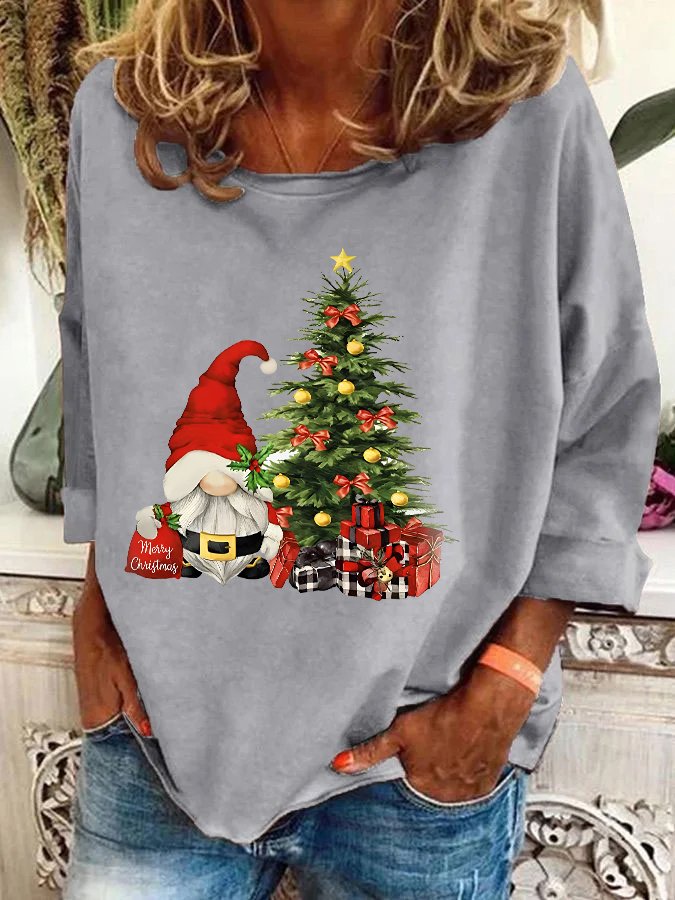 Santa Gnome Christmas Gnome Christmas Tree Casual Sweatshirt