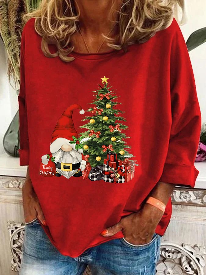 Santa Gnome Christmas Gnome Christmas Tree Casual Sweatshirt