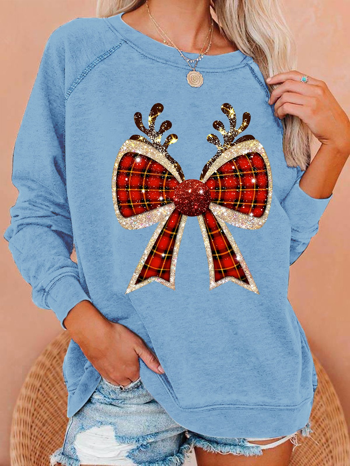 Christmas Coquette Bow  Casual Sweatshirt