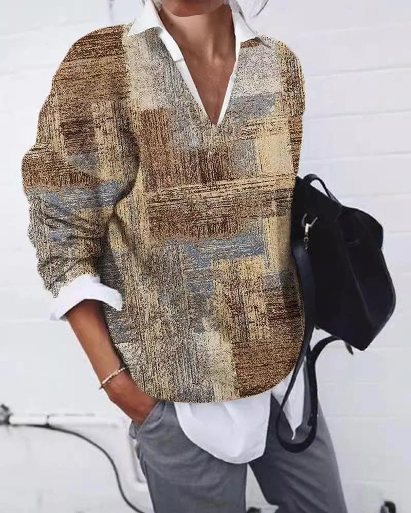 Loose Ethnic V Neck Animal Sweater