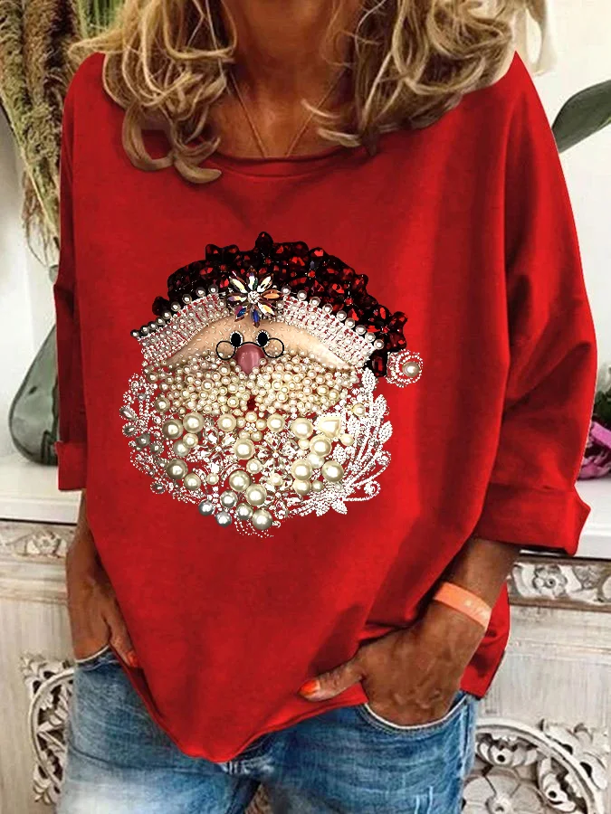 Christmas Santa Claus Jewel Art 3D Print Casual Sweatshirt