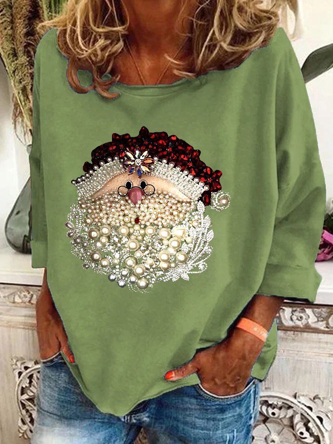 Christmas Santa Claus Jewel Art 3D Print Casual Sweatshirt