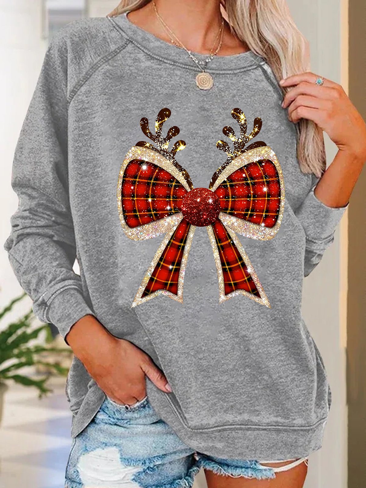 Christmas Coquette Bow  Casual Sweatshirt