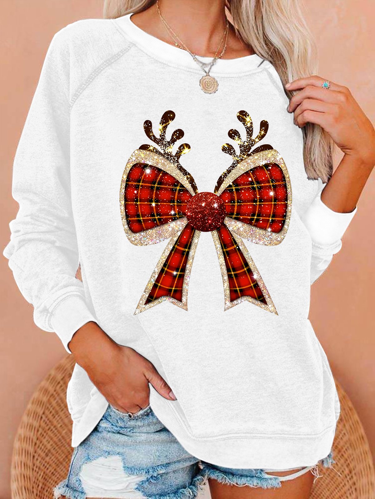 Christmas Coquette Bow  Casual Sweatshirt