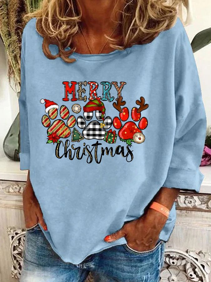 Christmas Dogs Paws Casual Sweatshirt