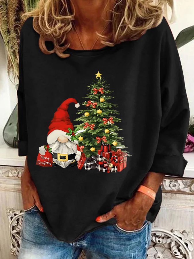 Santa Gnome Christmas Gnome Christmas Tree Casual Sweatshirt