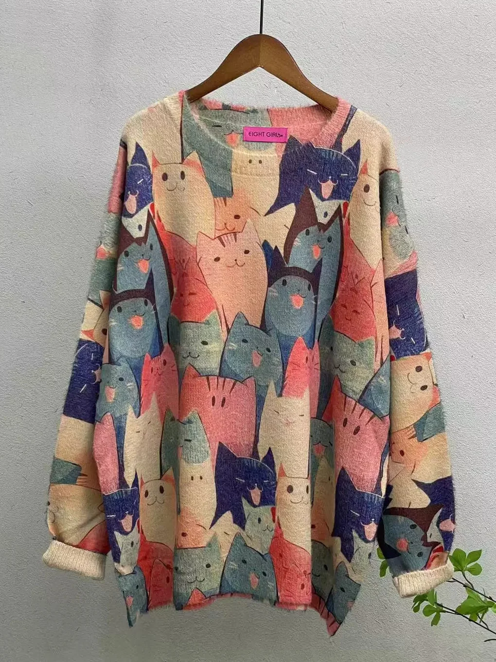 Funny cat Casual Knitted Loose Sweater