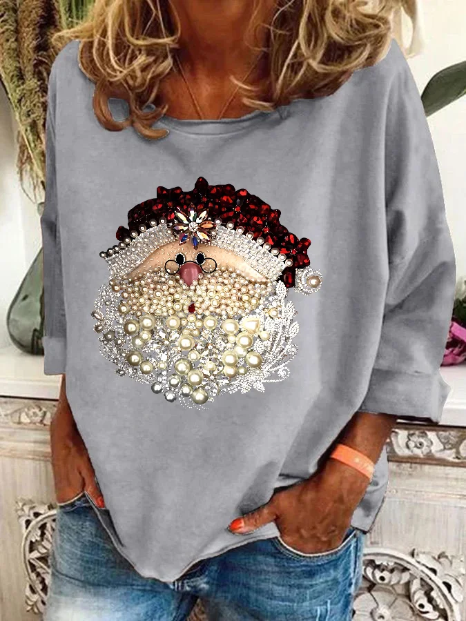 Christmas Santa Claus Jewel Art 3D Print Casual Sweatshirt